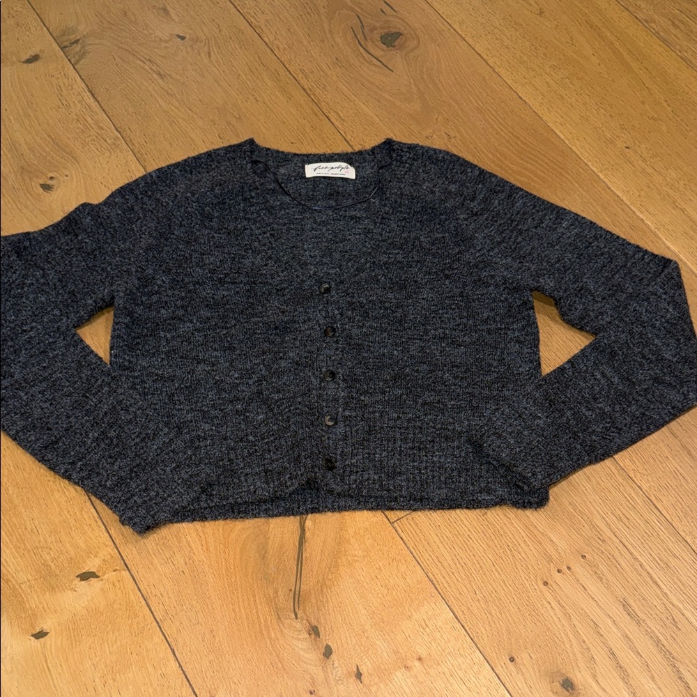 Free people Charcoal Button-Up Cardigan